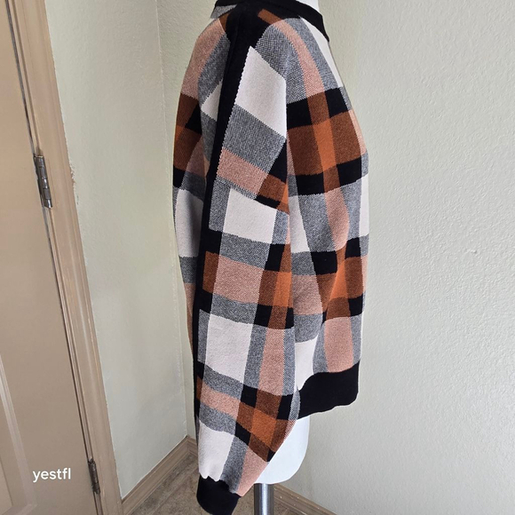 RODEBJER Reilly Check Multi/patterned pullover knit sweater L nwot - Picture 3 of 8